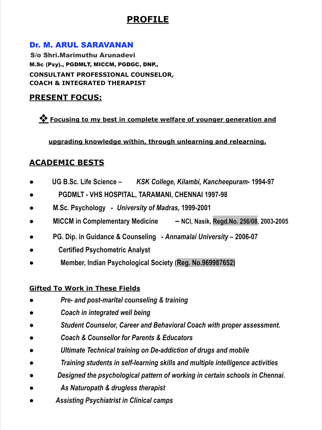 Resume Page 1